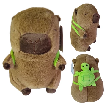 Capybara plüss, teknős hátizsákkal 20cm 