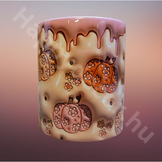3d hatású bögre halloween tök mintás 