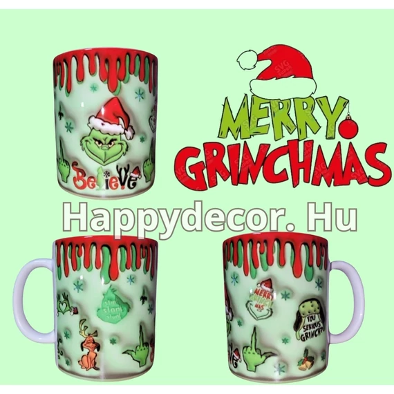Grincs bögre 3d hatású minta 
