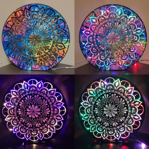 Mandala mintás szivárványos led lámpa 