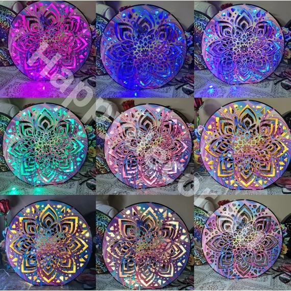 Szivárványos mandala mintás led lámpa 