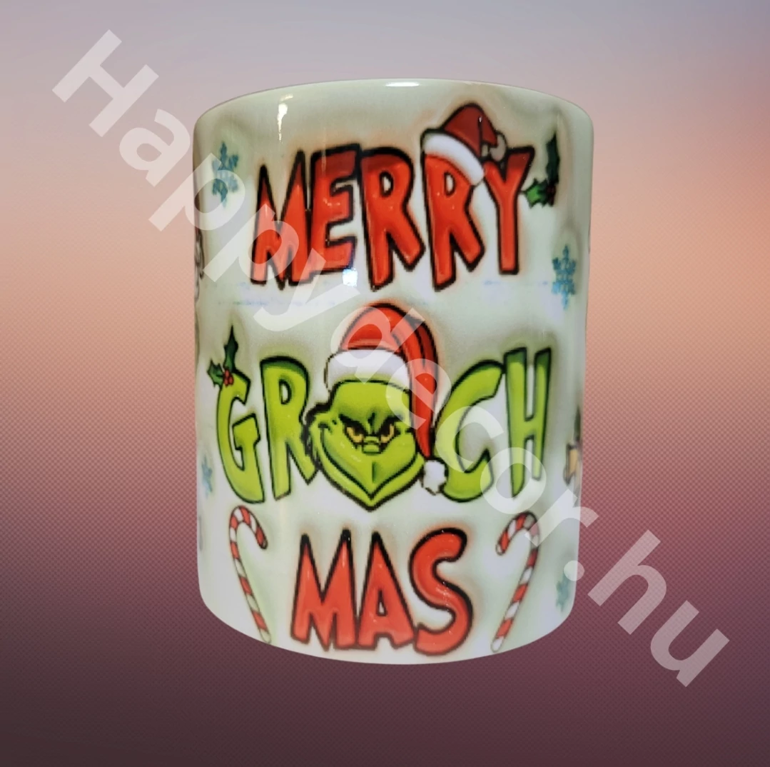 3D hatású bögre merry grinchmas