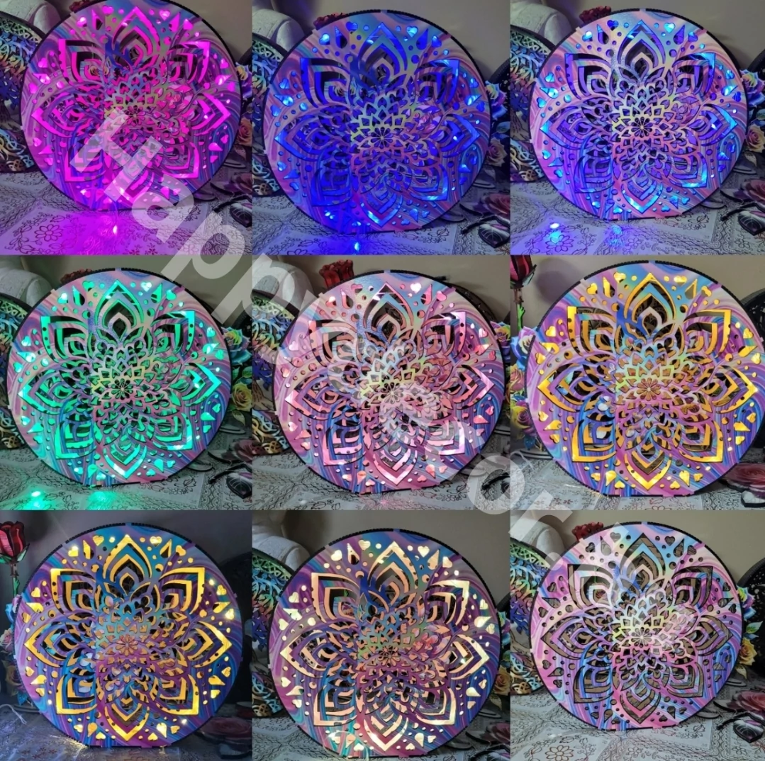 Szivárványos mandala mintás led lámpa 